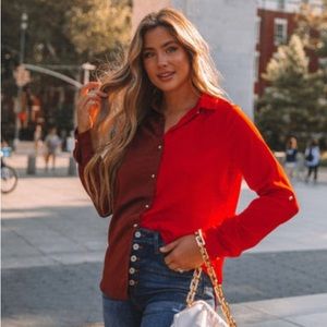 Vici Bryant colorblock satin top. Worn once. Medium